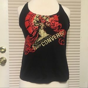 Altered DIY OOAK converge metal band halter top